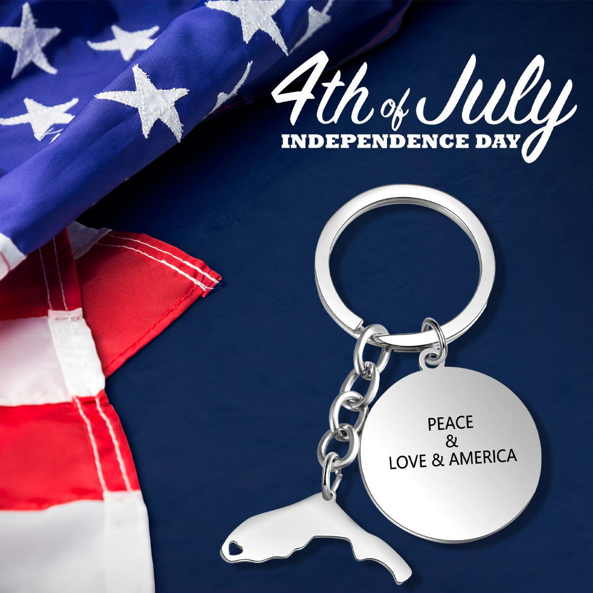 Personalized Stainless Steel Map Customization Keychain