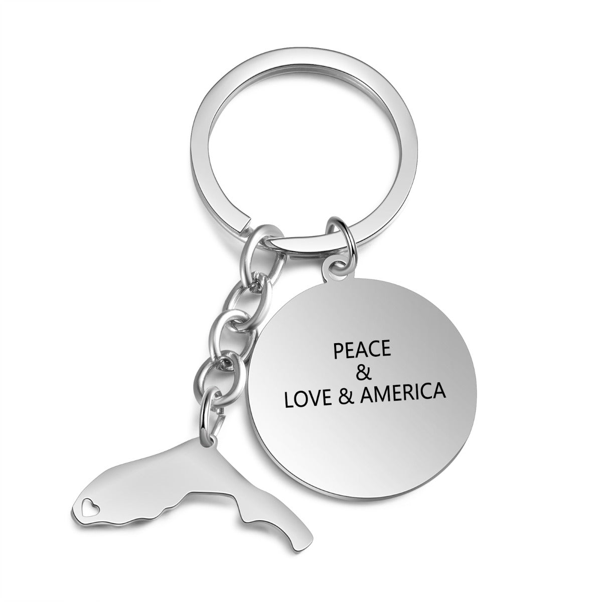 Personalized Stainless Steel Map Customization Keychain