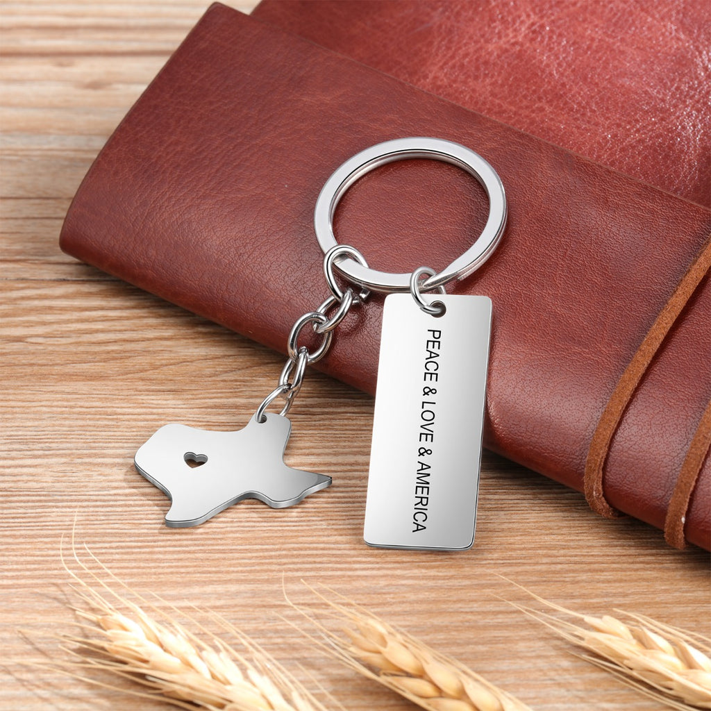 Personalized Stainless Steel Map Customizantion Keychain