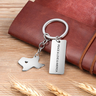 Personalized Stainless Steel Map Customizantion Keychain