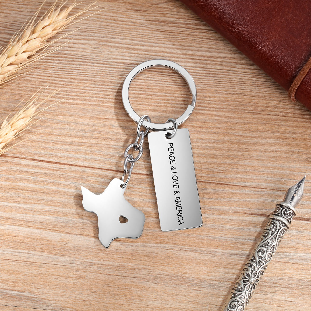 Personalized Stainless Steel Map Customizantion Keychain