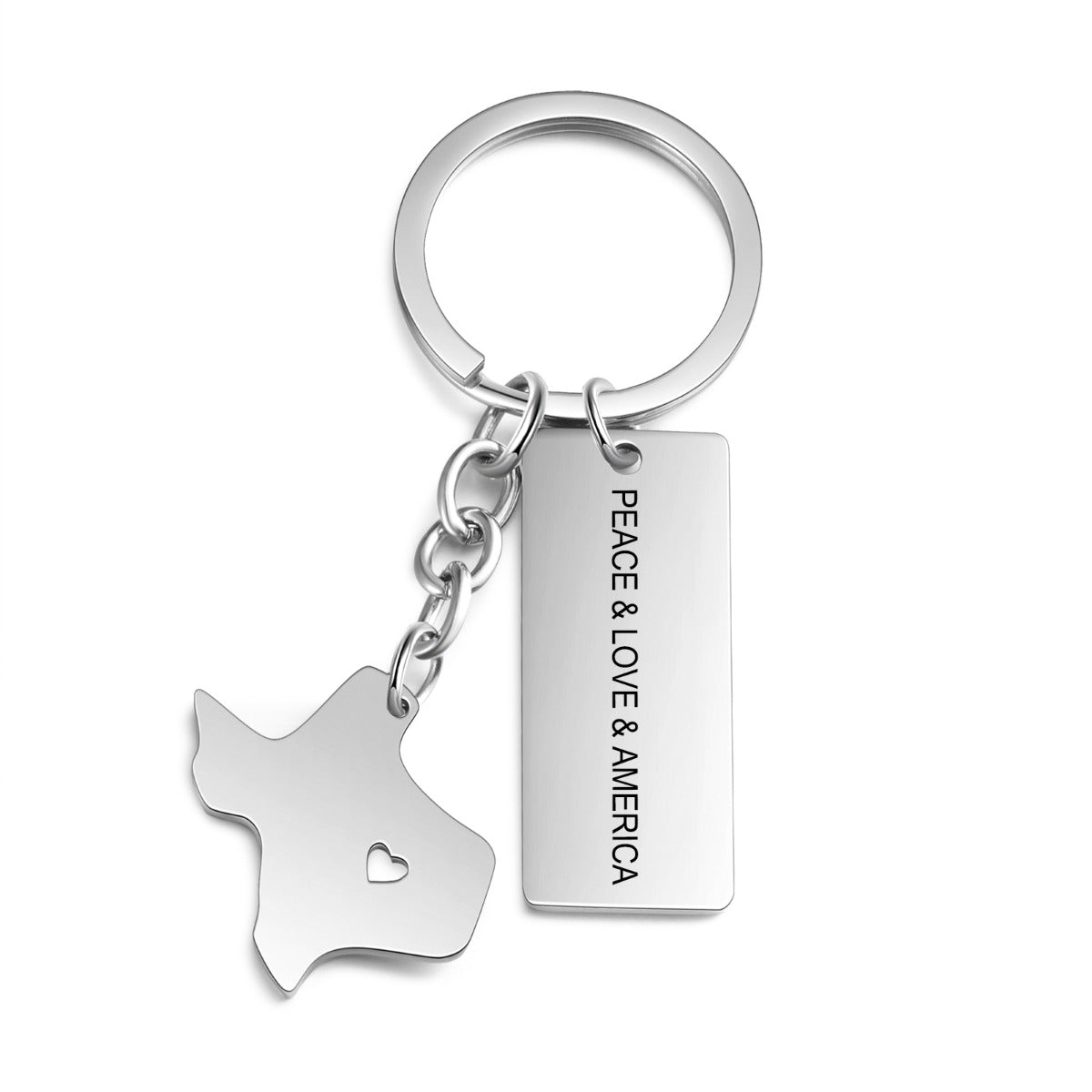 Personalized Stainless Steel Map Customizantion Keychain