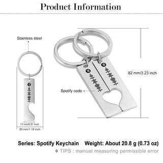 Personalized Stainless Steel Friendship Spotify Keychain