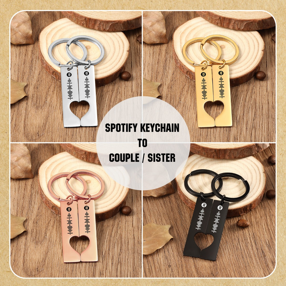 Personalized Stainless Steel Friendship Spotify Keychain