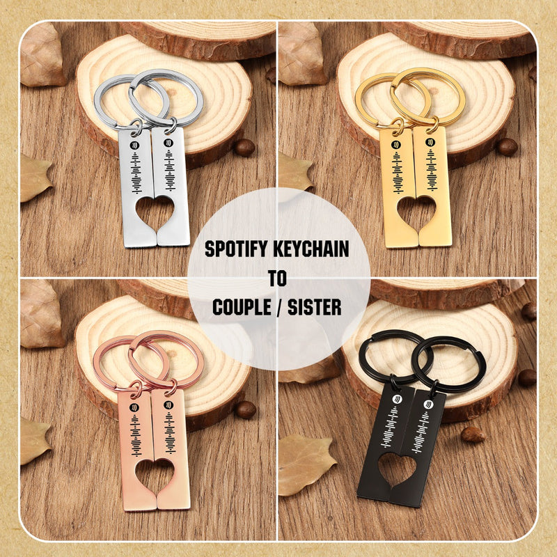 Personalized Stainless Steel Friendship Spotify Keychain