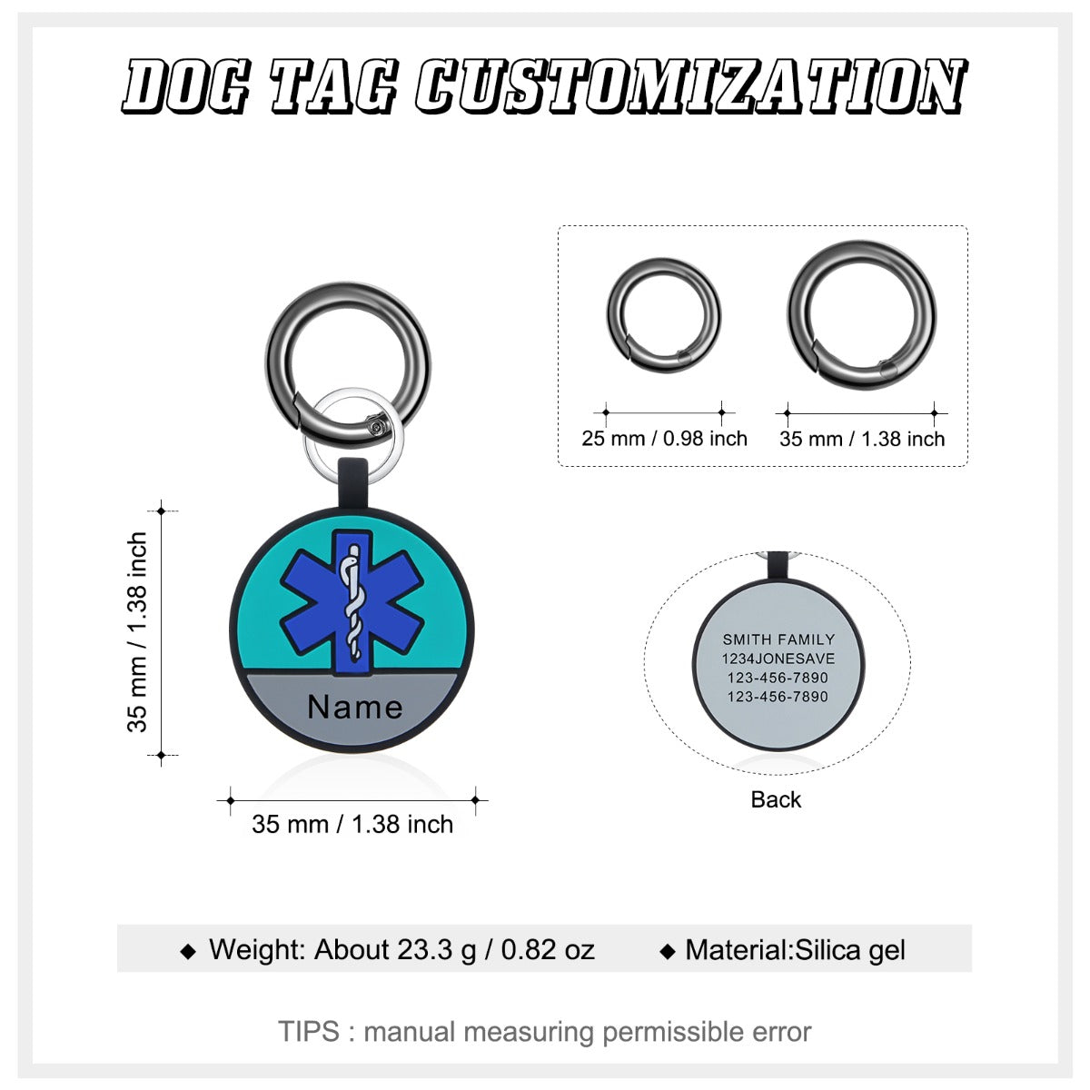 Personalized Silica gel Dog Tag