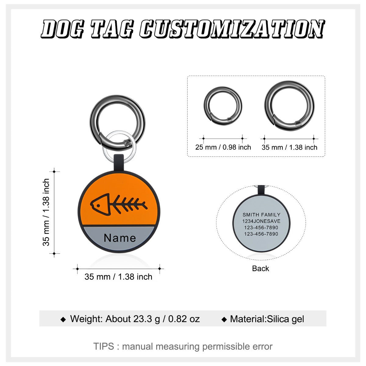 Personalized Silica gel Dog Tag