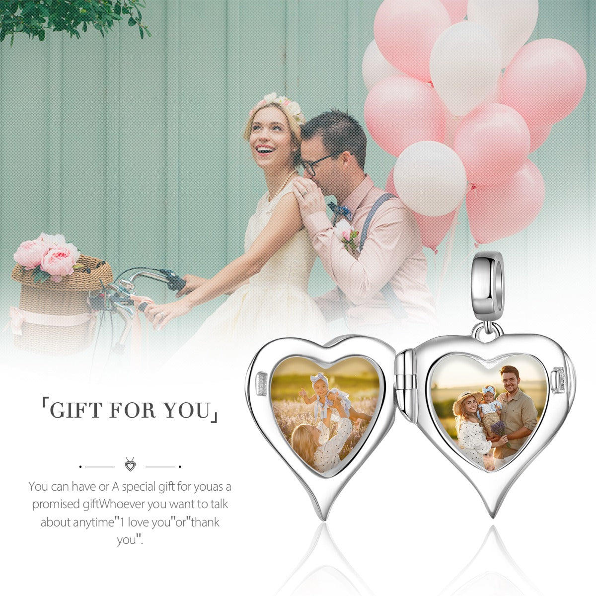 Personalized Rhodium Plated Jewelry Wing Heart Charm Beads