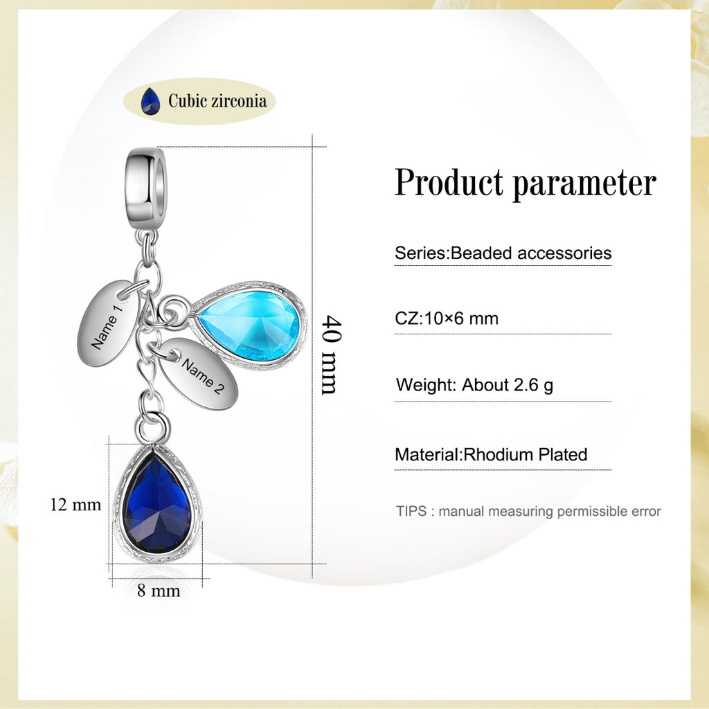 Rhodium Plated Birthstone Jewelry Beads