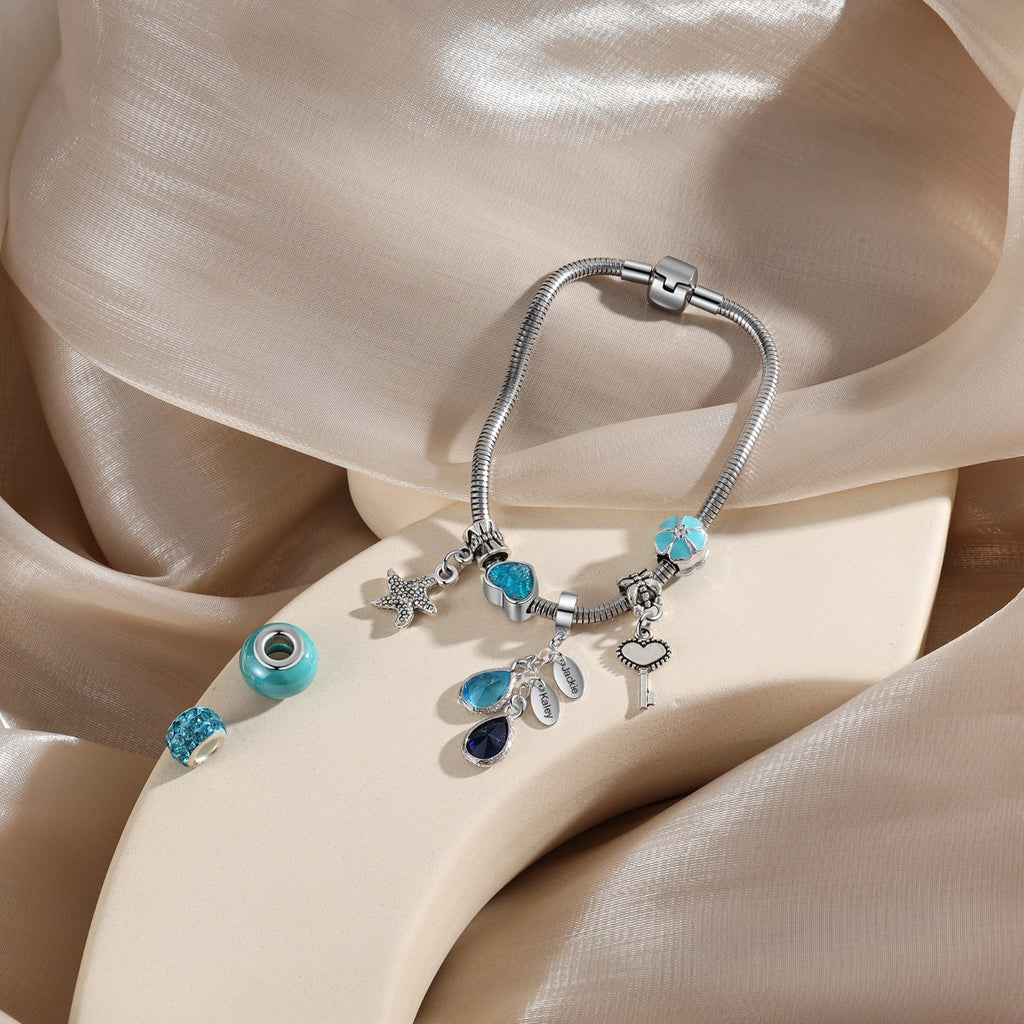 Rhodium Plated Birthstone Jewelry Beads