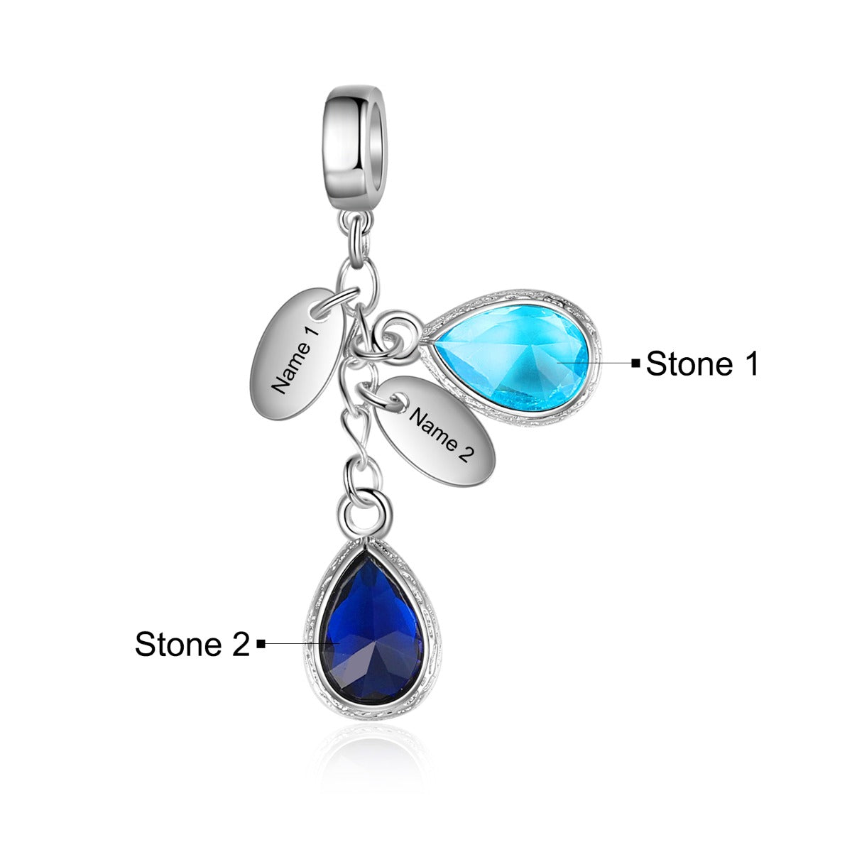 Rhodium Plated Birthstone Jewelry Beads