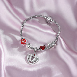 Personalized Rhodium Plated Baby Feet Heart Charm