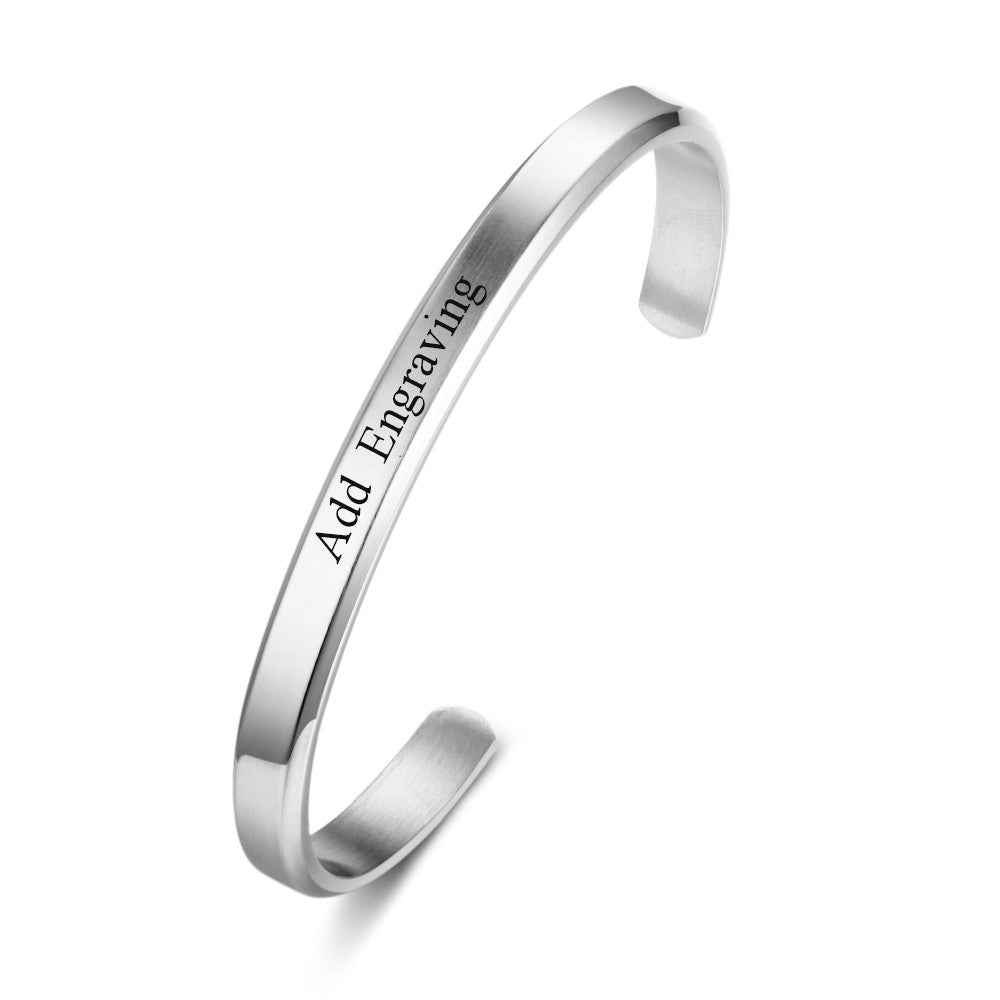 Stainless Steel Engraving Name Bangle Bracelet