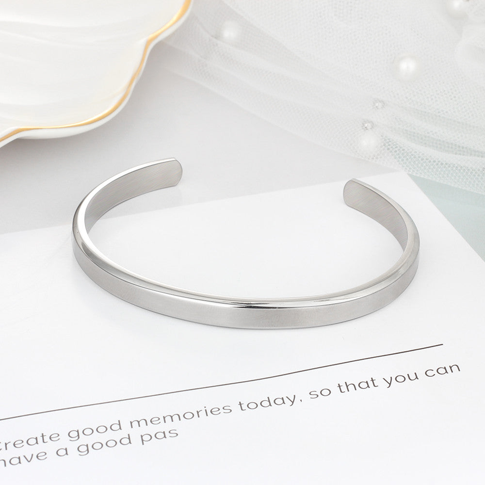Stainless Steel Engraving Name Bangle Bracelet