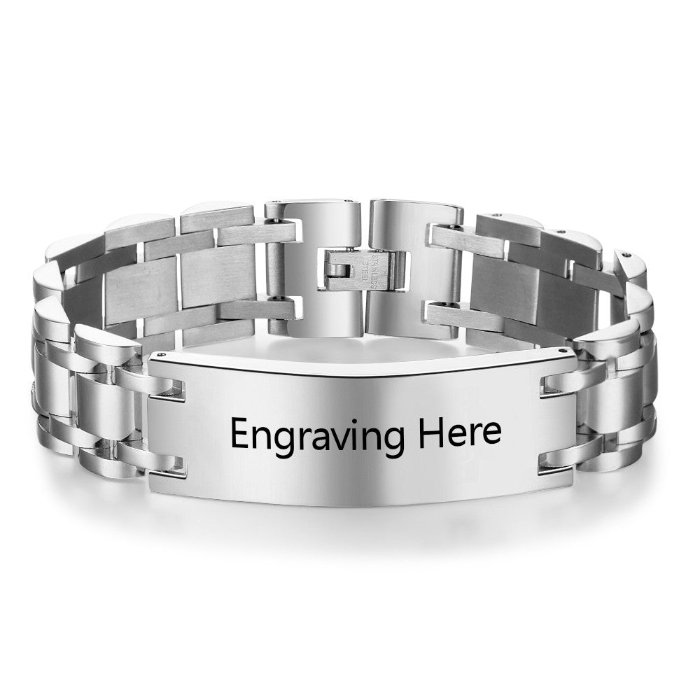 Stainless Steel Curved Glue Red Bracelet