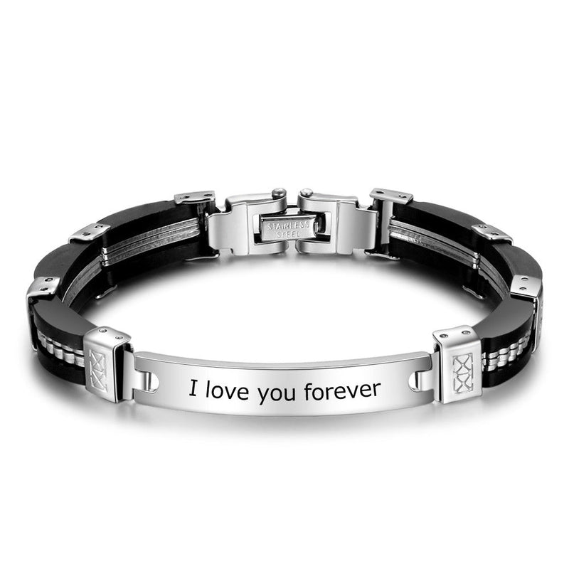 Stainless Steel Custom Name Black Bracelet