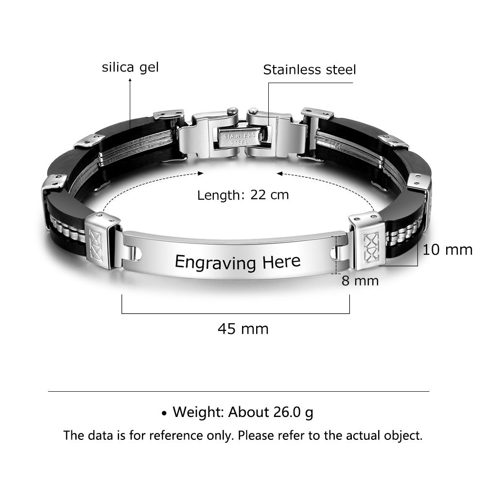 Stainless Steel Custom Name Black Bracelet
