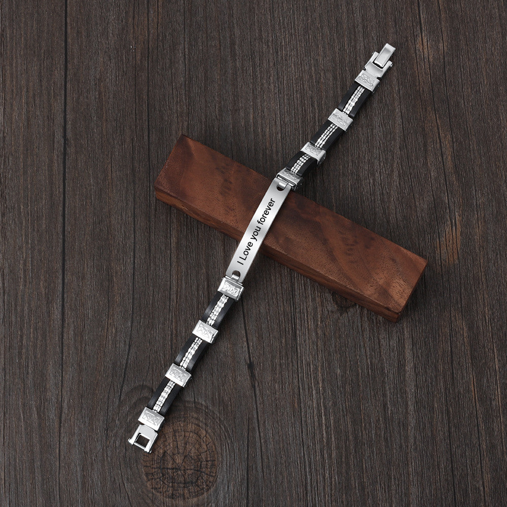 Stainless Steel Custom Name Black Bracelet