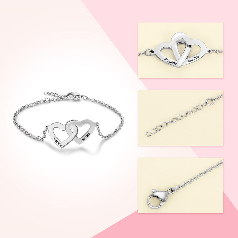 Personalized Stainless Steel Heart Bracelet