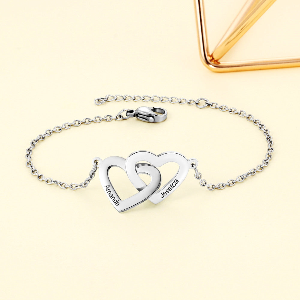 Personalized Stainless Steel Heart Bracelet