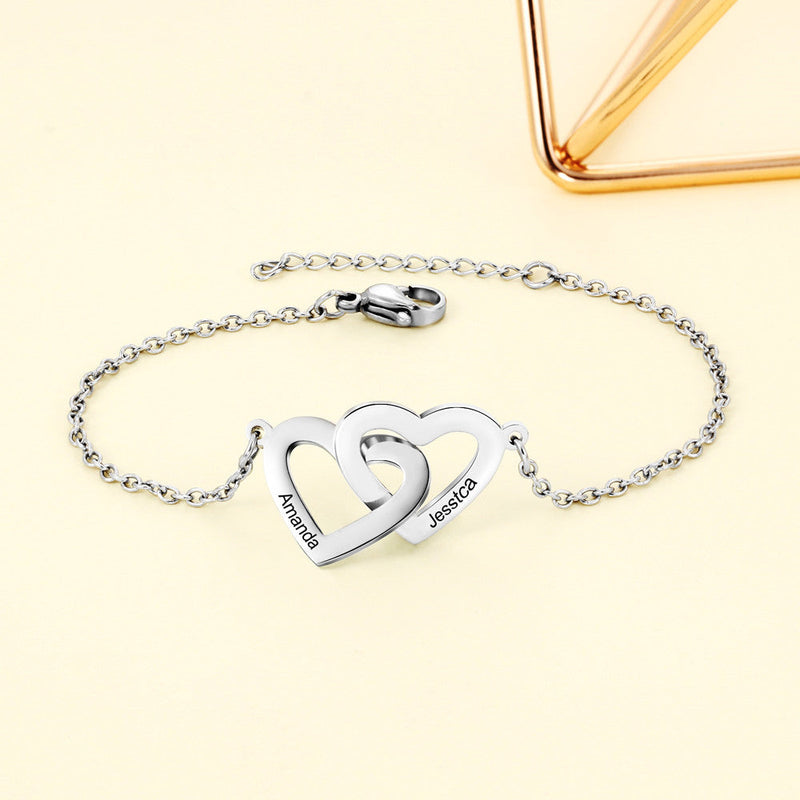 Personalized Stainless Steel Heart Bracelet