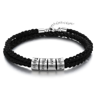 Custom Stainless Steel Leather Bracelet