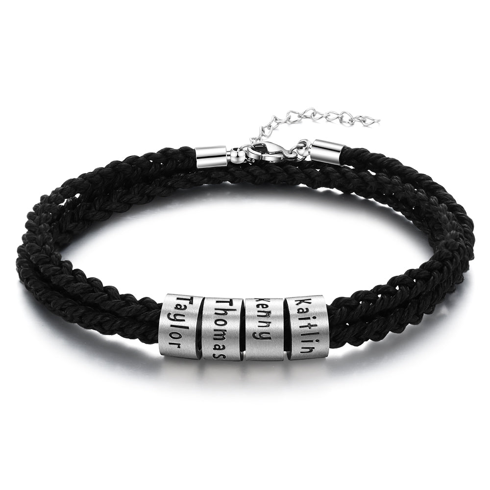 Custom Stainless Steel Leather Bracelet