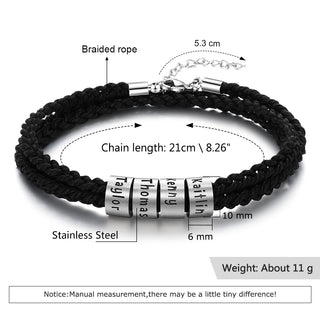 Custom Stainless Steel Leather Bracelet