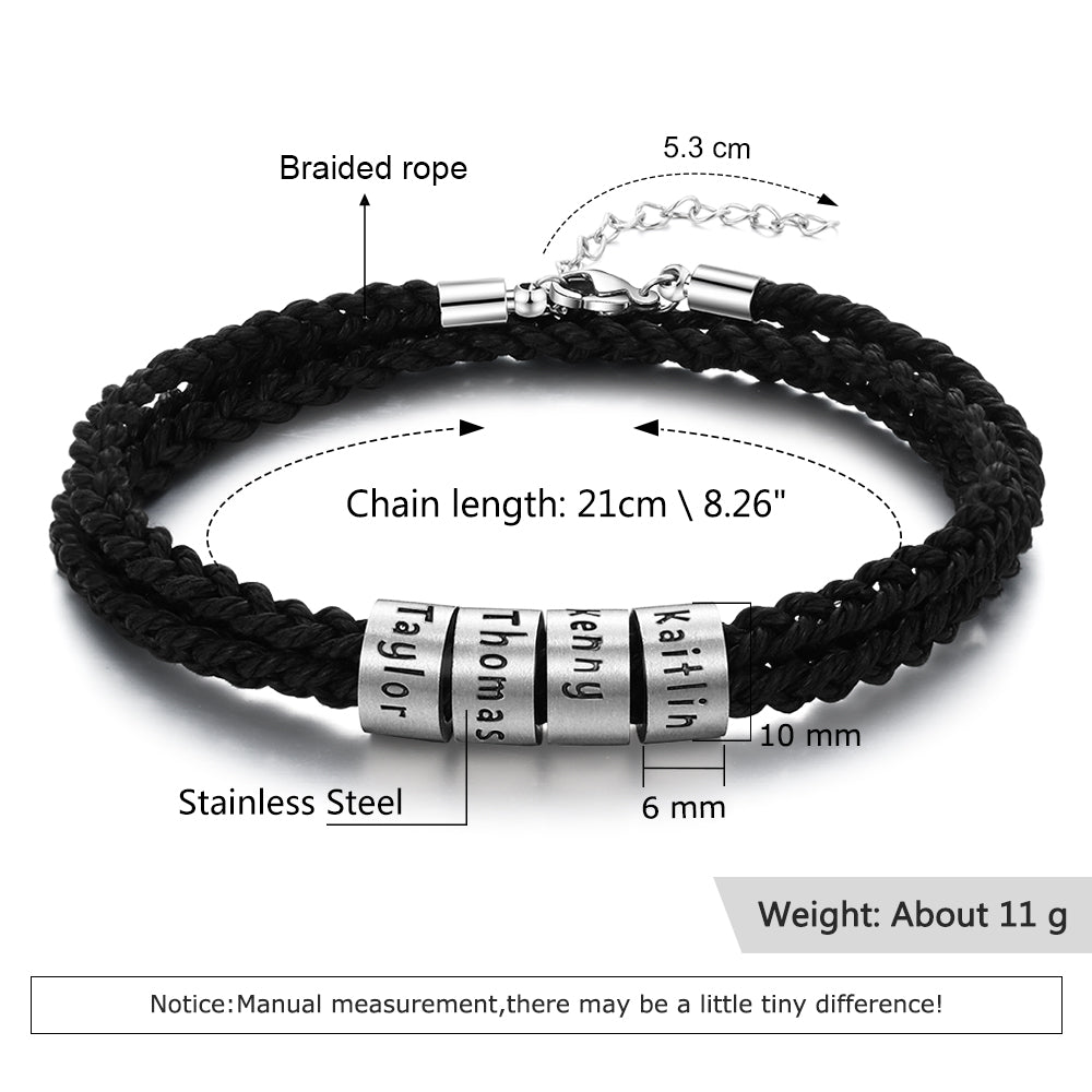 Custom Stainless Steel Leather Bracelet