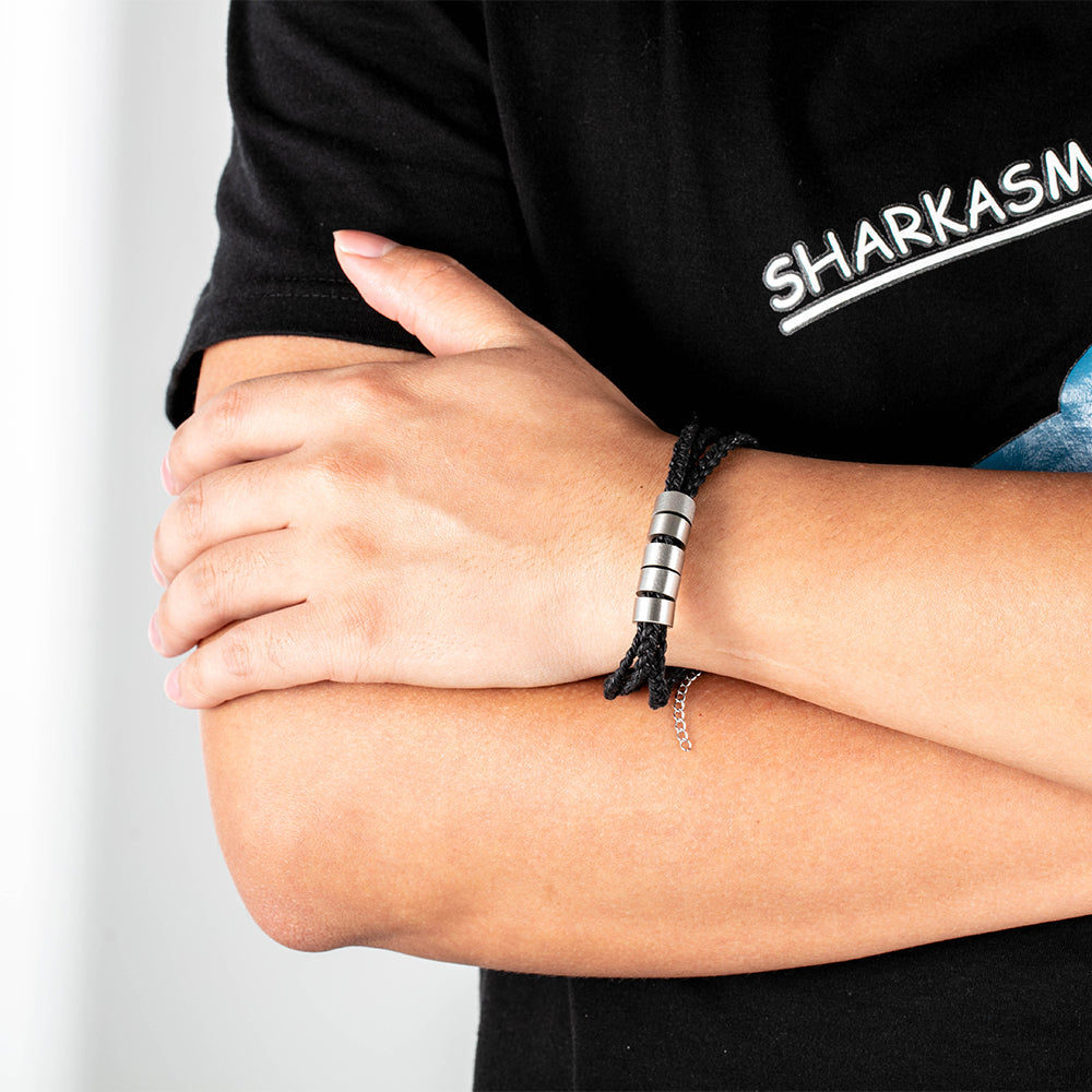 Custom Stainless Steel Leather Bracelet