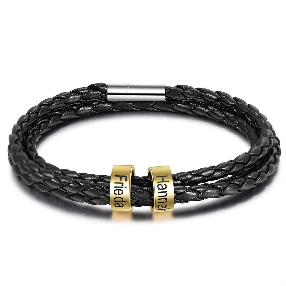 Custom Stainless Steal Leather Bracelet