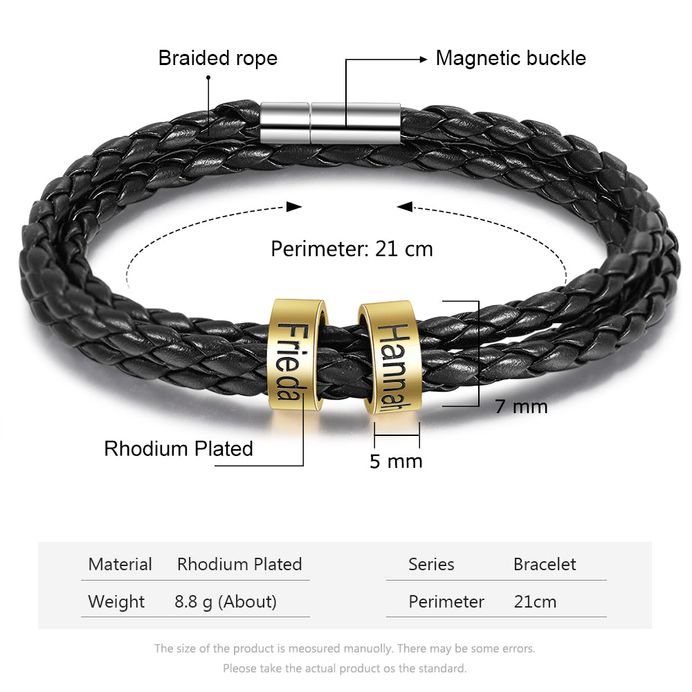 Custom Stainless Steal Leather Bracelet