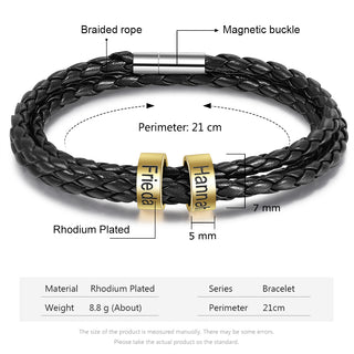 Custom Stainless Steal Leather Bracelet