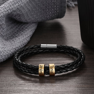Custom Stainless Steal Leather Bracelet
