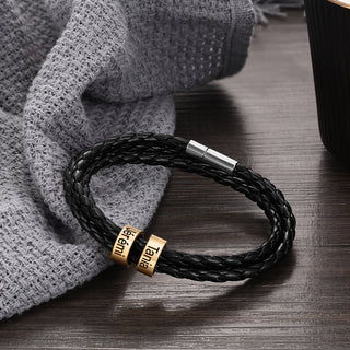 Custom Stainless Steal Leather Bracelet