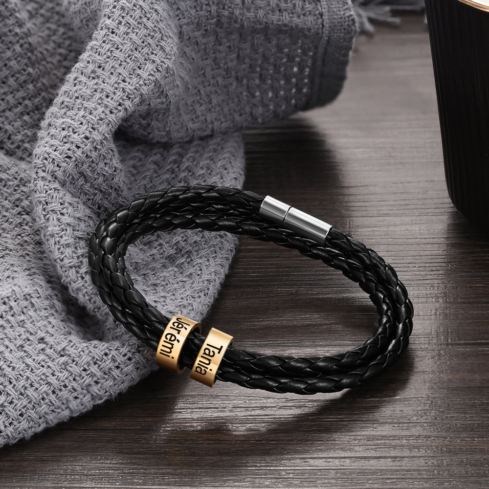 Custom Stainless Steal Leather Bracelet