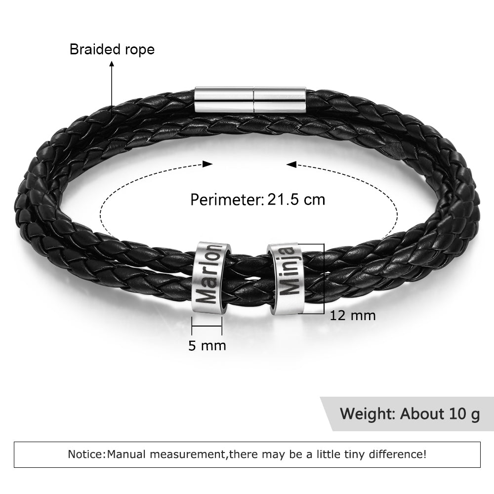 Custom Stainless Steel Leather Bracelet