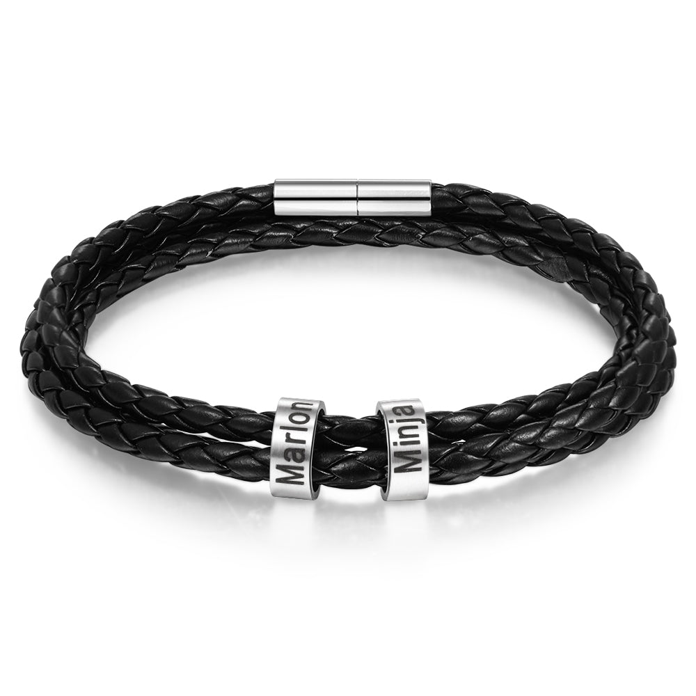 Custom Stainless Steel Leather Bracelet