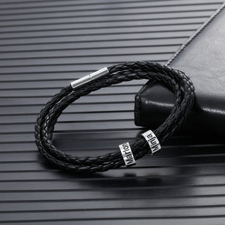 Custom Stainless Steel Leather Bracelet