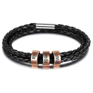 Custom Stainless Steel Leather Bracelet