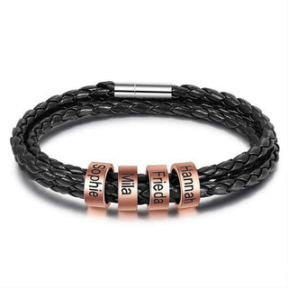 Custom Stainless Steel Leather Bracelet