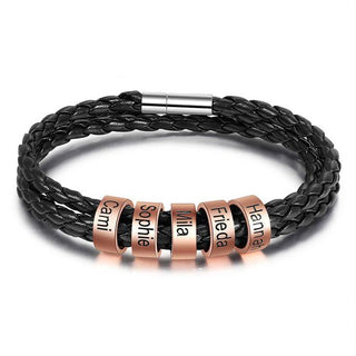 Custom Stainless Steel Leather Bracelet