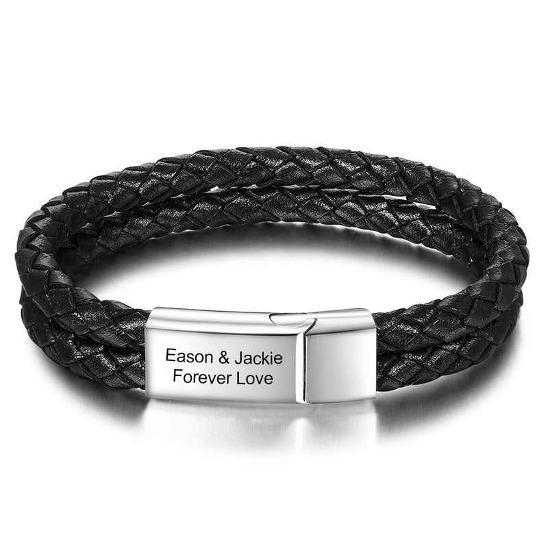 Stainless Steel Leather Bracelet