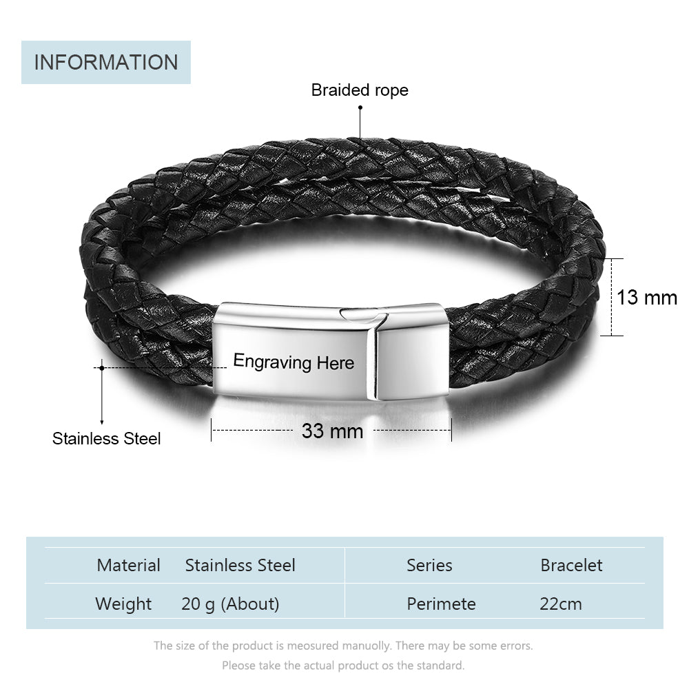 Stainless Steel Leather Bracelet