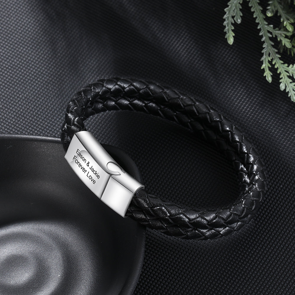 Stainless Steel Leather Bracelet