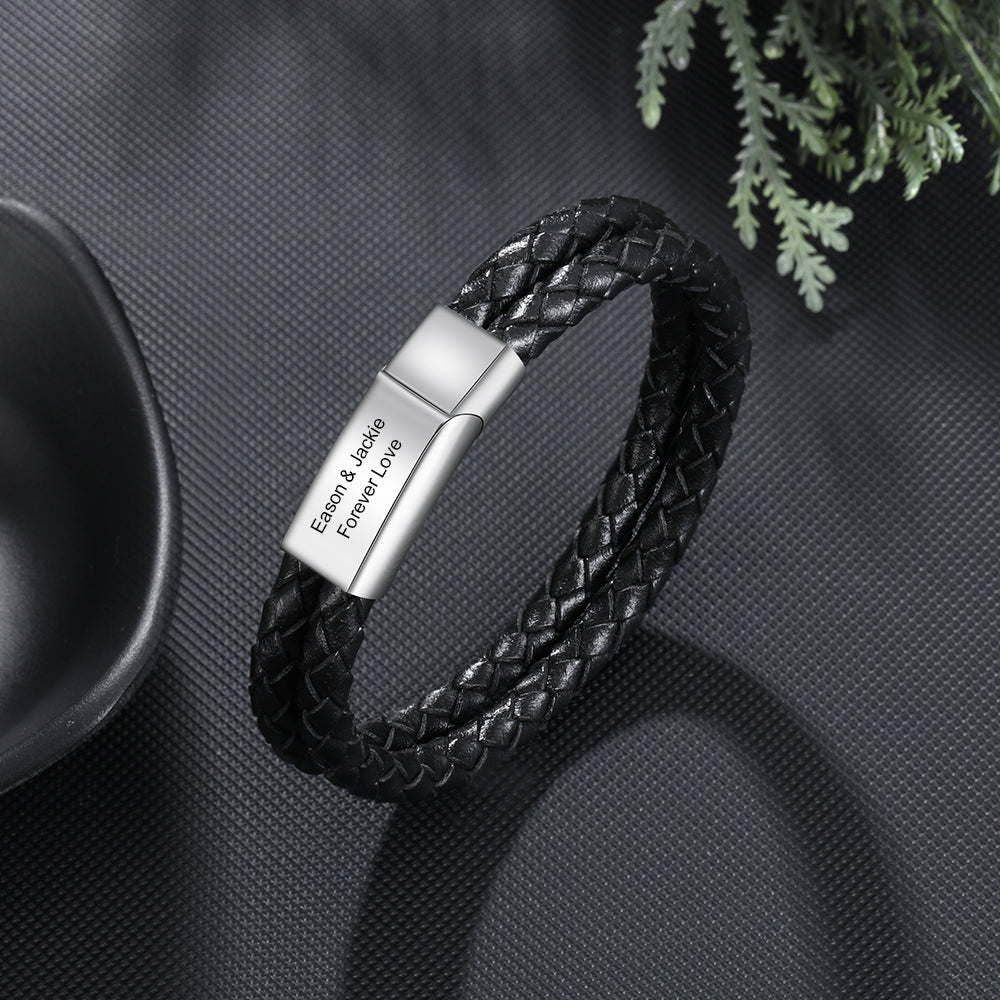 Stainless Steel Leather Bracelet