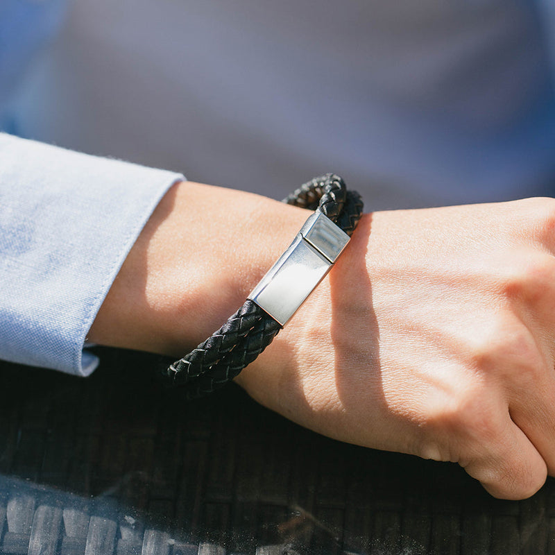 Stainless Steel Leather Bracelet