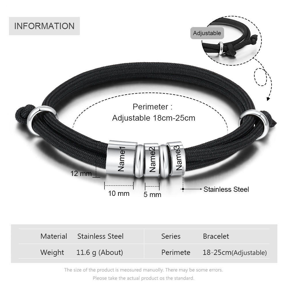 Custom Stainless Steel Leather Bracelet