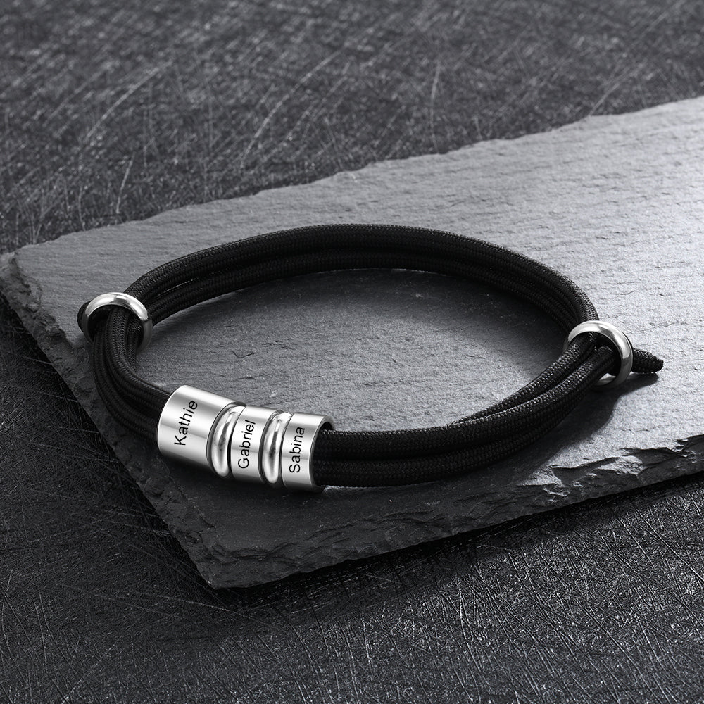 Custom Stainless Steel Leather Bracelet
