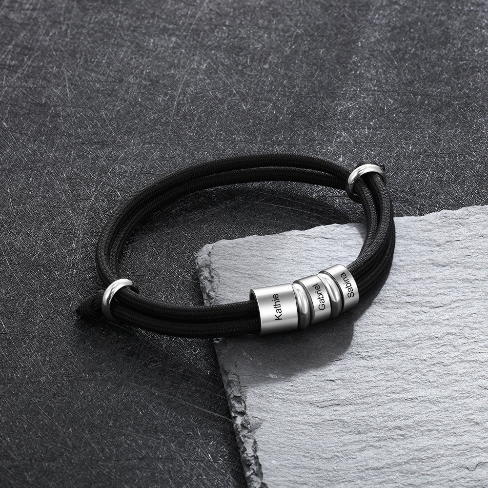 Custom Stainless Steel Leather Bracelet